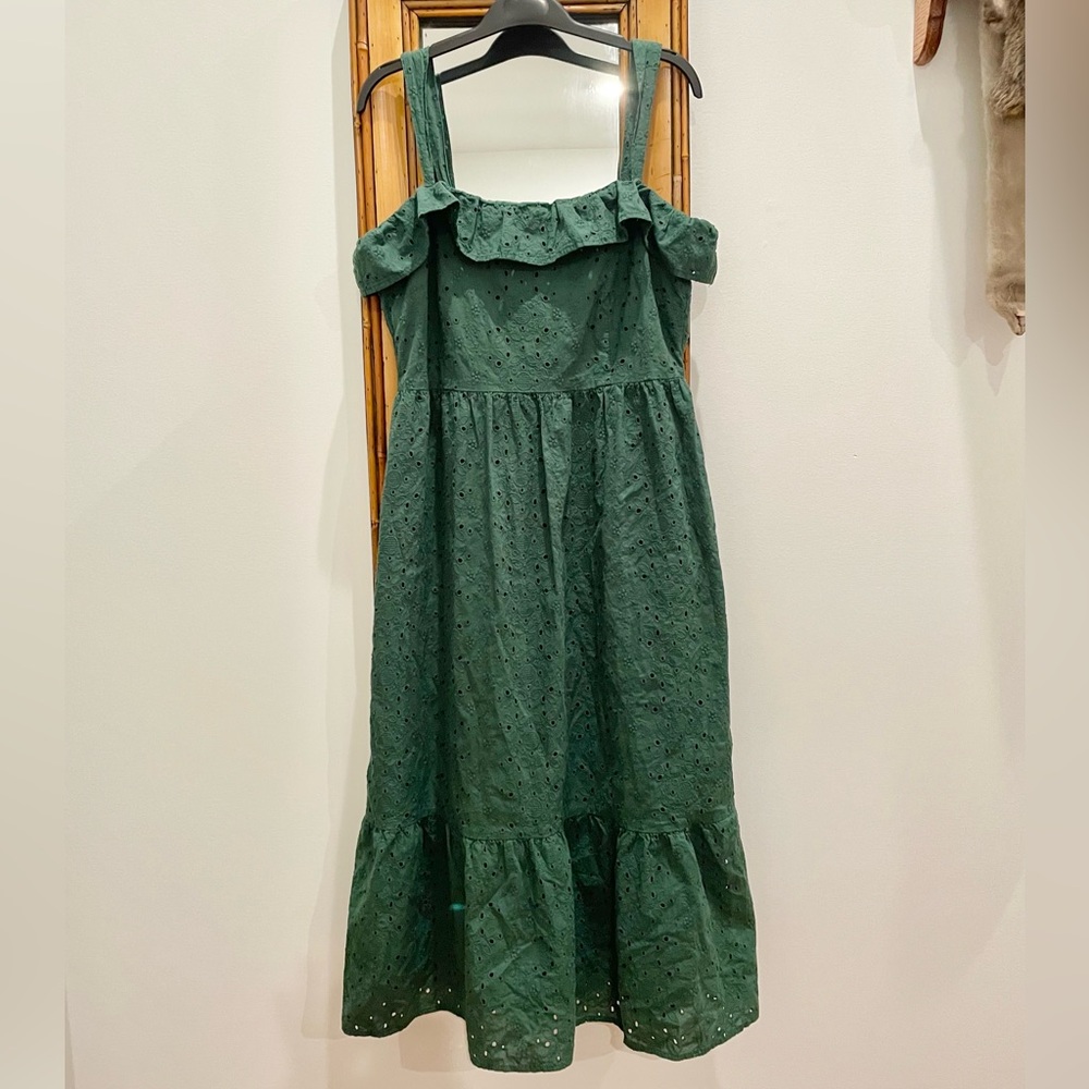 LOFT dark green eyelet dress size 8 - Picture 3 of 5